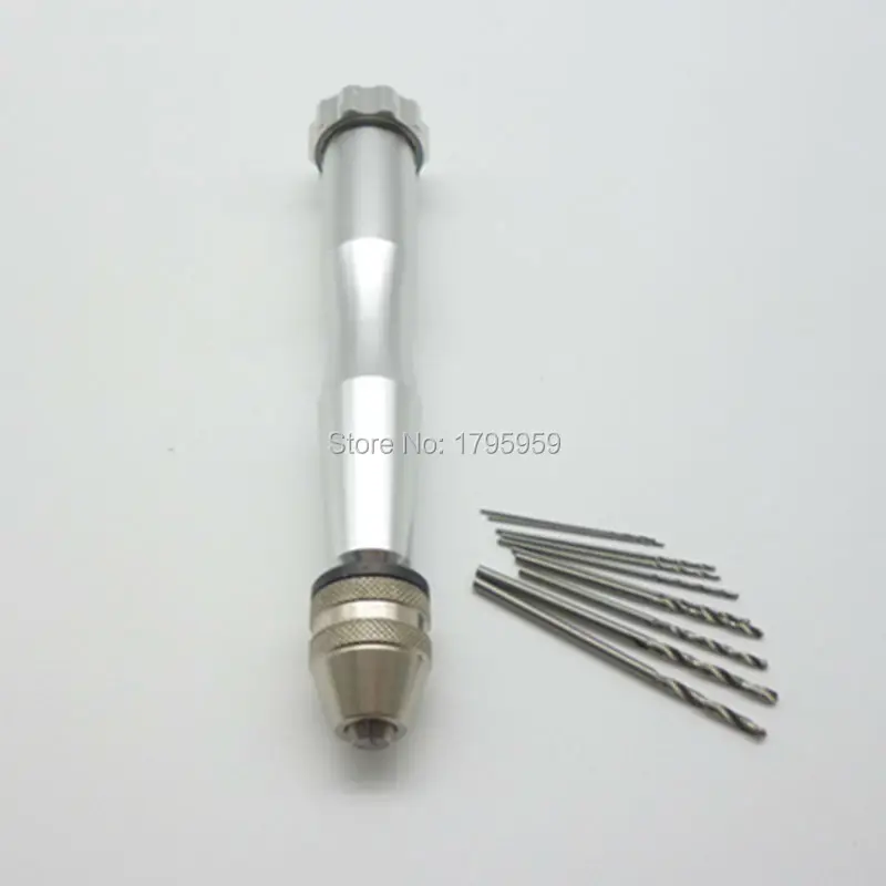 Mini Micro Aluminum Hand Drill Drilling With Keyless Chuck Reamer Hand Twist Drill Clamping Range 0.3-3mm +10pcs Twist Drill Bits (4)