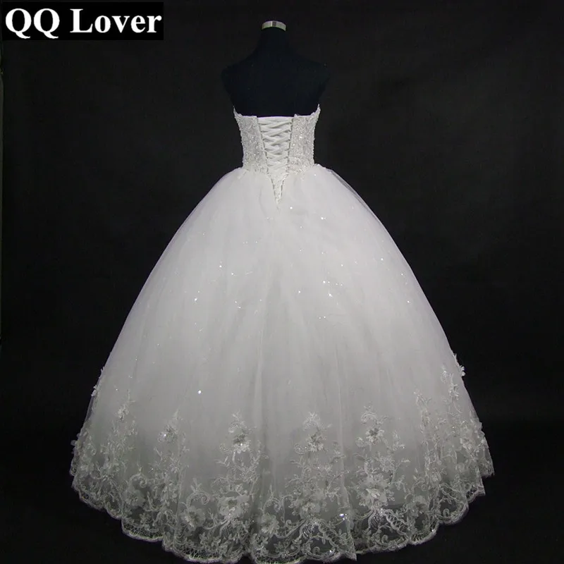 QQ Lover Высокое качество элегантное роскошное кружевное свадебное платье винтажное Бандажное бальное платье размера плюс Vestido De Noiva