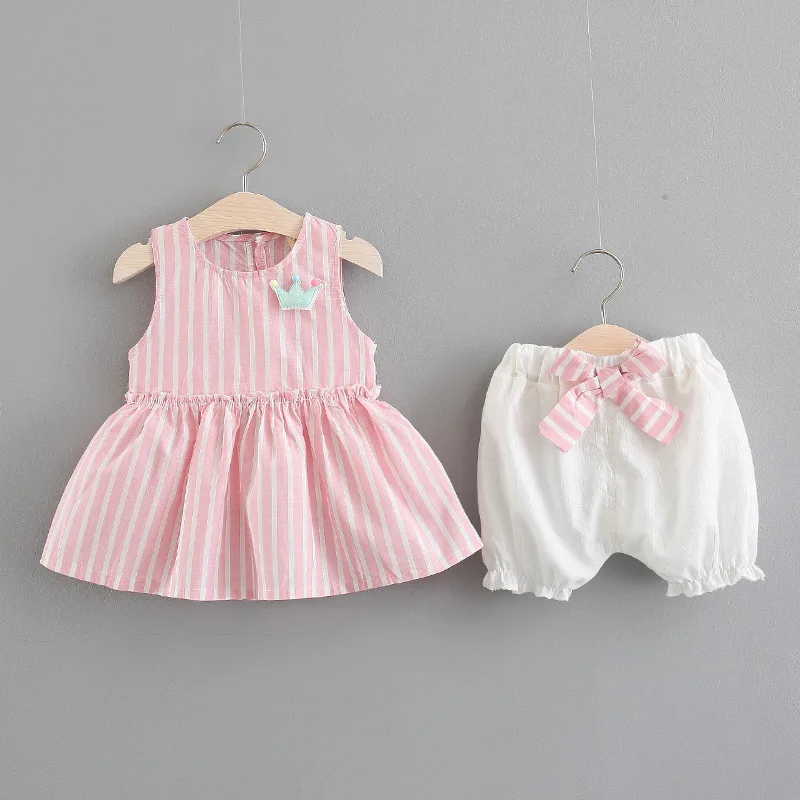 

Baby girls summer clothing sets newborn baby cotton fashion sleeveless tops +short pants 2pcs tracksuits for bebe girls toddler