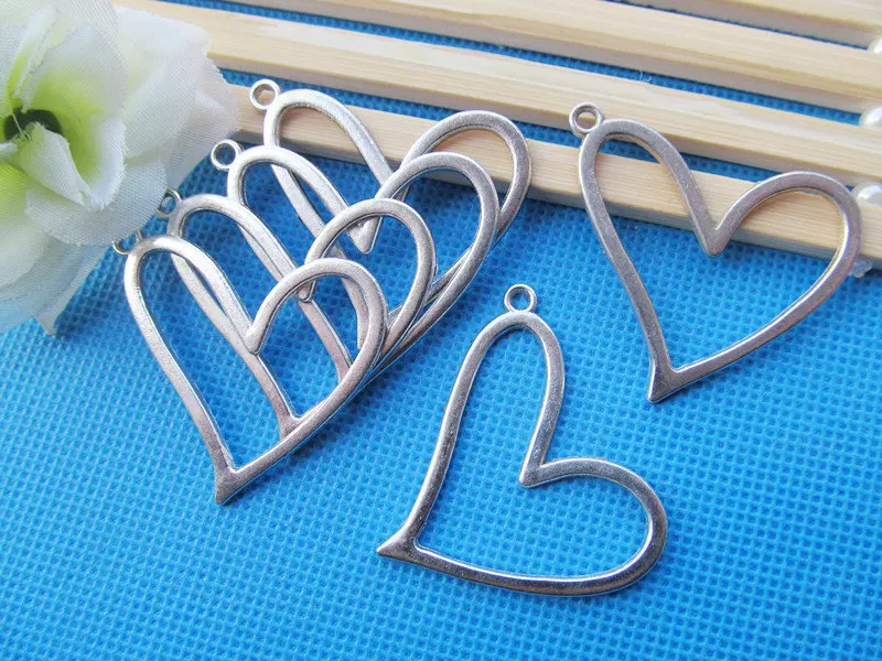 

50pcs 41.70mmx35mm Antique Silver tone/Antique Bronze Heart Connector Pendant Charm Finding,Bracelet and Necklace DIY Charm