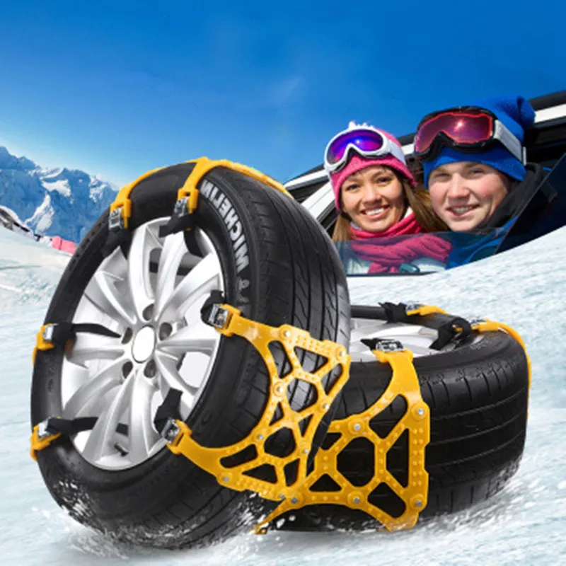 

6pcs/Set Car Winter Snow Tire Anti-skid Chains Universal Car Suit 165-265mm Tyre Thickened Beef Double-buckle Wheel Chain