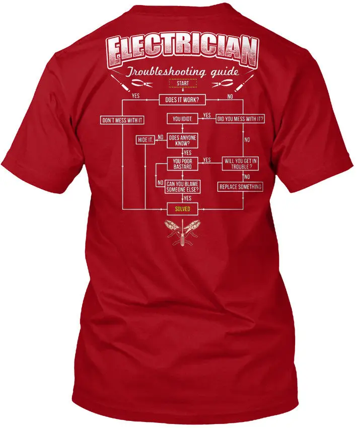 Электрик Troubleshooting Guide Tee Футболка Летний стиль бренд повседневное О-образным вырезом Мужской топы и футболки Тонкий Печать на футболках