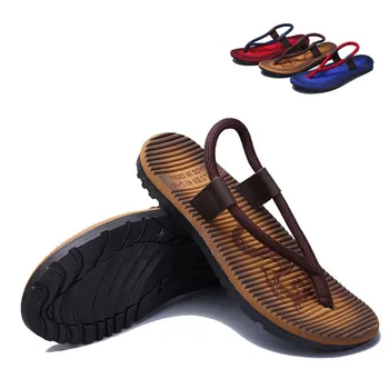 

Fashion Man Beach Sandals 2019 Summer Gladiator Men's Outdoor Shoes Roman Men Casual Shoe Flip Flops slippers Flat Shoes