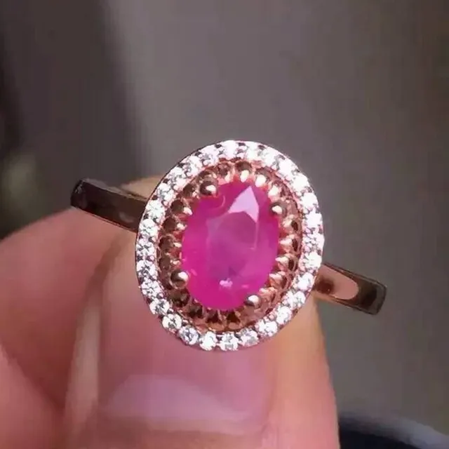 Natural ruby stone Ring 925 sterling silver Natural 5*7mm red gemstone