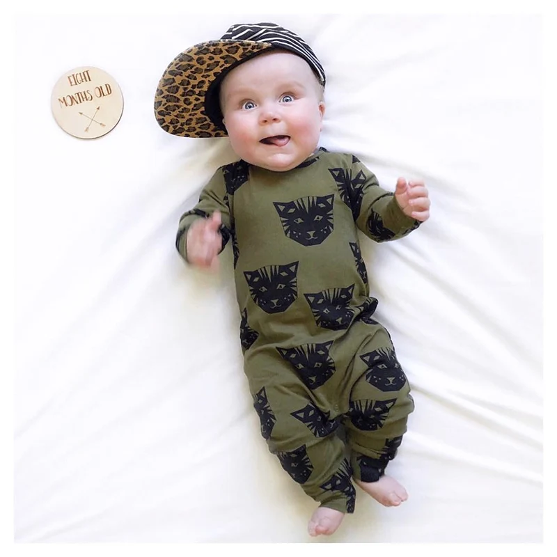 Koop TinyPeople Zwarte kat Baby baby rompertjes Katoen Lente jongens kleding meisjes leuke bebe herfst Lange Mouw Jumpsuit pasgeboren onesie