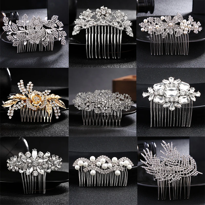 

Trendy Wedding Bridal Hair Jewelry Combs Elegant Women's Headdress Simple Alloy Crystals Tiara Hair Accessories Party Headwear
