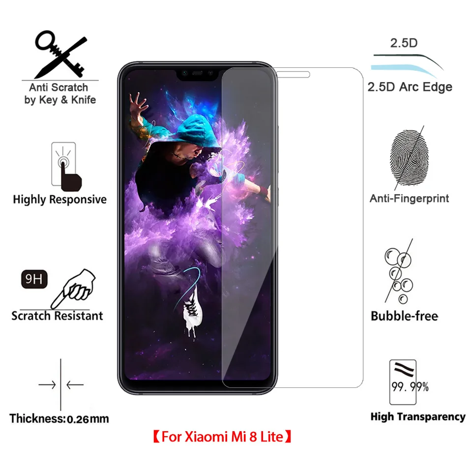 Tempered Glass for Xiaomi Mi 8 Lite Glass 9H 2.5D Phone 8lite Film Protective Glass for Xiaomi Mi 8 SE Mi8 Lite Screen Protector (4)