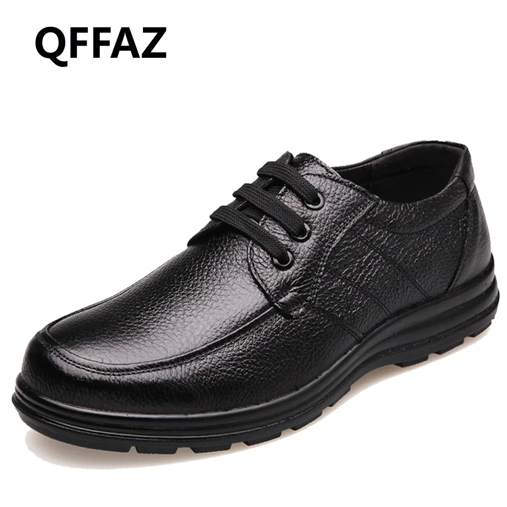 Мужская мягкая повседневная обувь QFFAZ черная Модная брендовая из натуральной