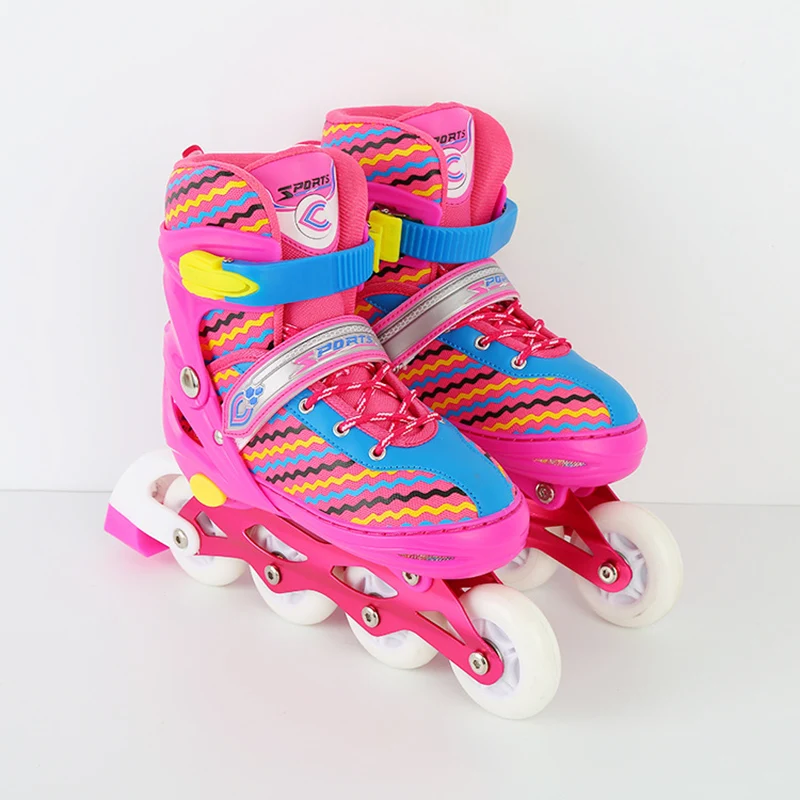 

NEW Professional Adult Children Double Line Inline Skates Skating Shoes Adjustable Size Breathable Patines PU Flashing Wheels
