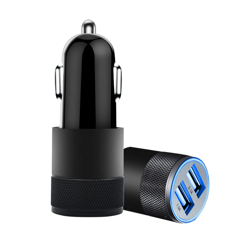 2.1A 1A Aluminum Alloy 2 USB Ports Universal Intelligent Charging Dual Car Charger For iPhone Samsung Mobile Android Phone | Мобильные