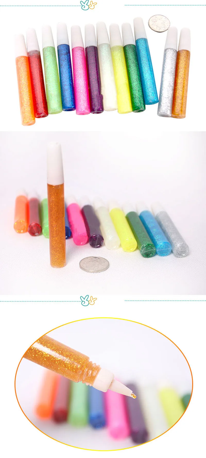 10 шт. DIY ремесла флэш-красочный клей дети клей украсить искусство Декоративный рисунок цвет порошок жидкий клей школьные подарки