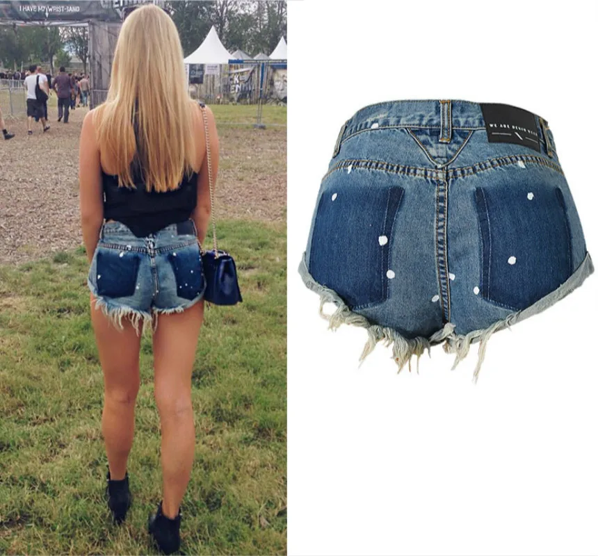 Короткие женские джинсы в стиле хип-хоп с крашеными точками, женские летние уличные короткие джинсы, женские короткие джинсы в стиле панк