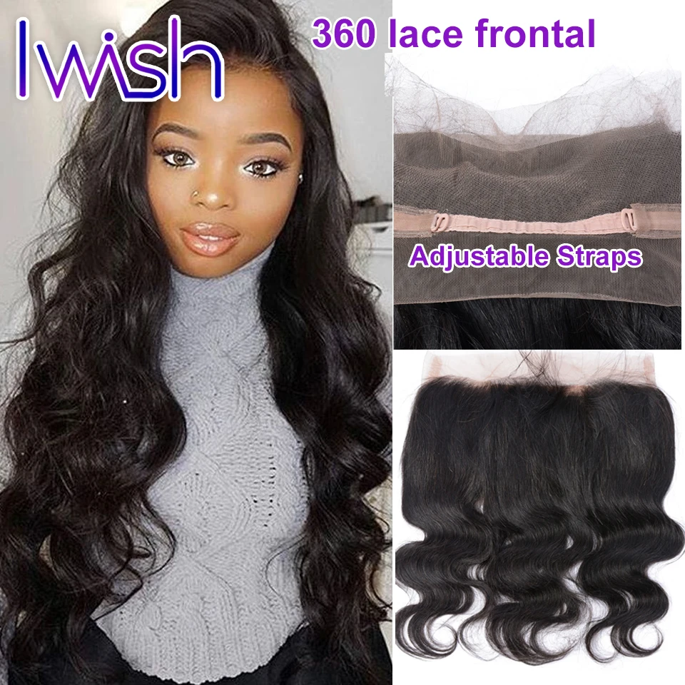 

Body Wave 360 Lace Frontal Band with Adjustable Straps Brazilian Virgin Hair Body Wave Tightly Pre Plucked Natural Hairline Wavy
