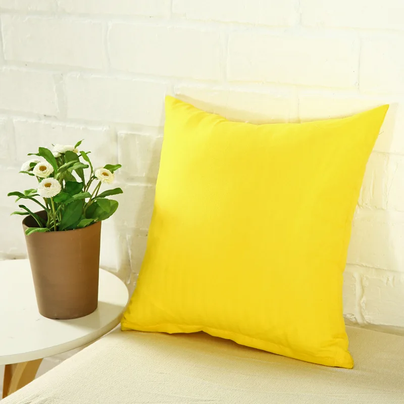 Однотонная Подушка-чехол, Простой яркий цвет, наволочка для дивана, однотонный домашний декоративный чехол для подушки, подушка для автомобильного сиденья 15 - Цвет: Yellow