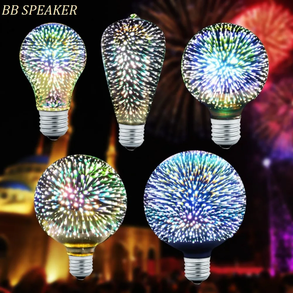 

Led Light Bulb E27 3D Decoration Bulb 110V 220V Holiday Lights ST64 G95 A60 G80 G125 Novelty Lamp Christmas Decoration