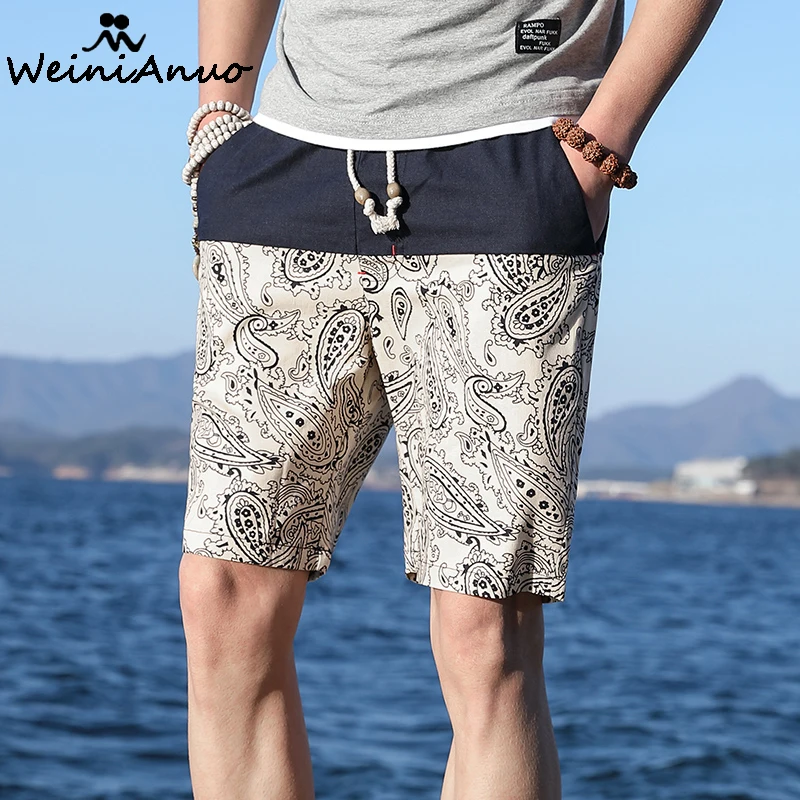 WEINIANUO 2018 Men's Summer Beach Casual Shorts Printed Fashion
