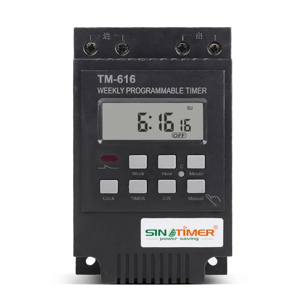SINOTIMER TM616B-2 30A 220 в электронный Еженедельный программируемый цифровой таймер реле управление таймер Din рейка крепление