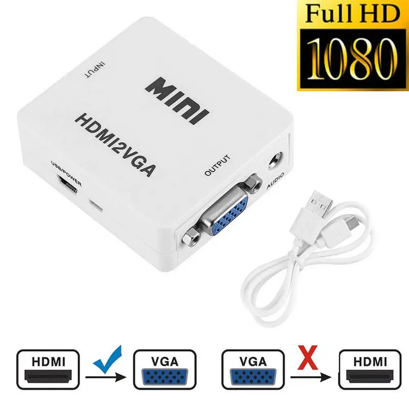 1080P Аудио адаптер разъем HDMI2VGA мини HDMI в VGA конвертер с аудио для ноутбука ТВ коробка проектор PS3 xbox 360