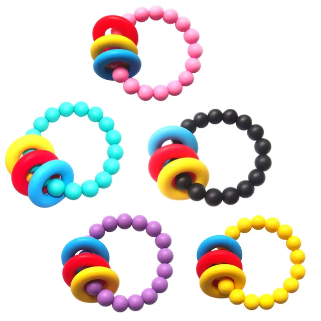 Safety Baby Teether Food Grade Silicone Infant Teething Beeds Bracelet Newborn Tooth Training Toys BPA Free