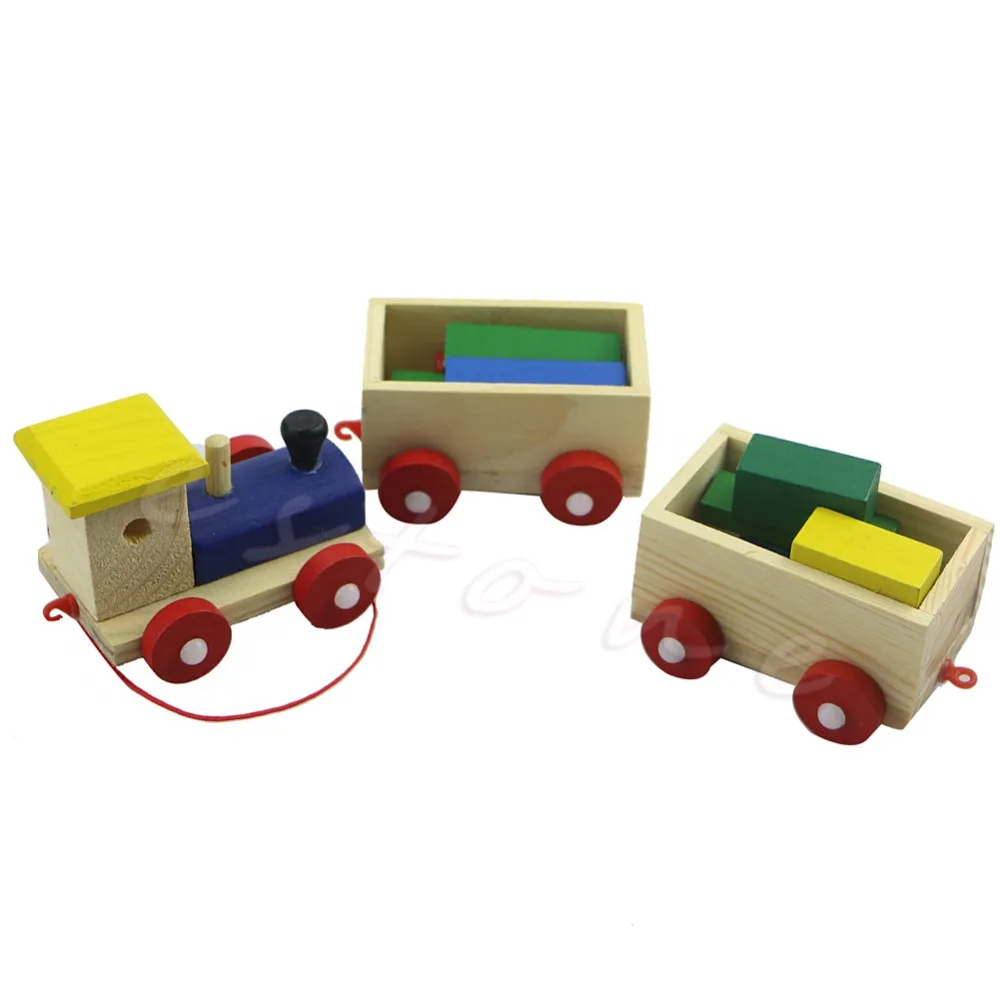 Fun Wooden Kids Baby Developmental Toys Toddler Train Truck Set