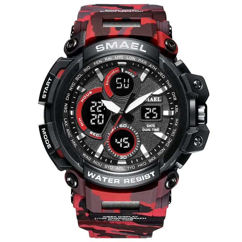 Camo Red Спортивные часы SMAEL, мужские часы, водонепроницаемые светодиодные цифровые часы, мужские часы, часы для мужчин, мужские часы, мужские часы 1708B - Цвет: Camo Red