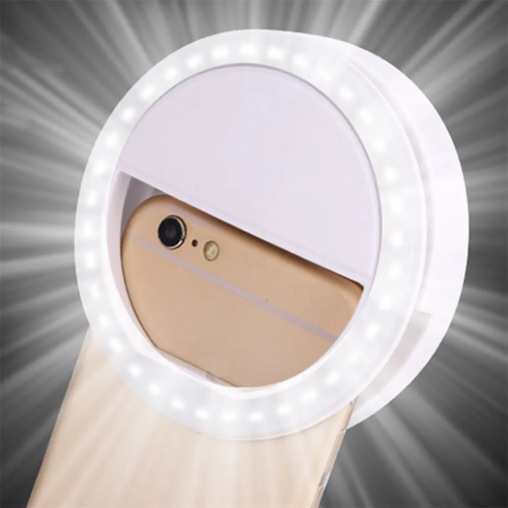 LED ringlight Portable Flash Led Camera Clip-on phone Selfie ring light video light Night Enhancing light for Selfie Lamp