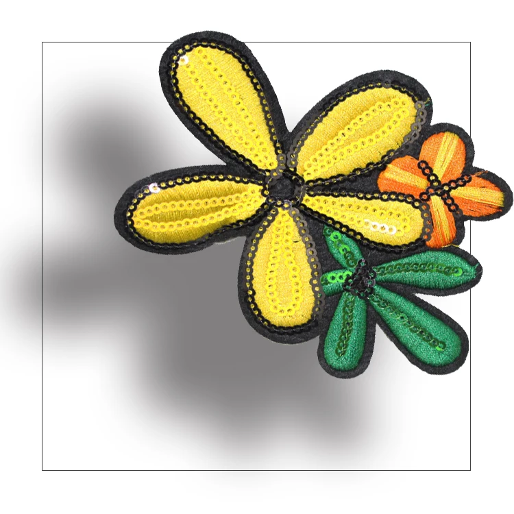 

7pc/lot iron patches for clothing flower Sequin embroidery applique colorful flowers Sequins embroidered parches ironing sticker