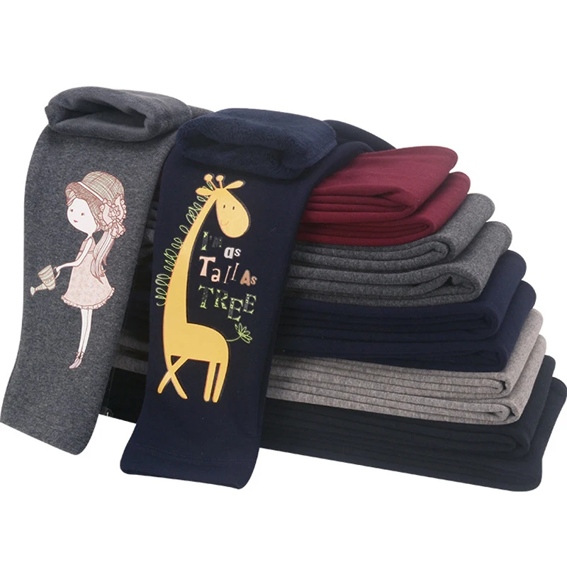 Meninas do Inverno Quentes das Crianças dos Desenhos Leggings Espessamento Calças Compridas Animados Roupas Magras Inverno Legging Menina 4-14 Anos