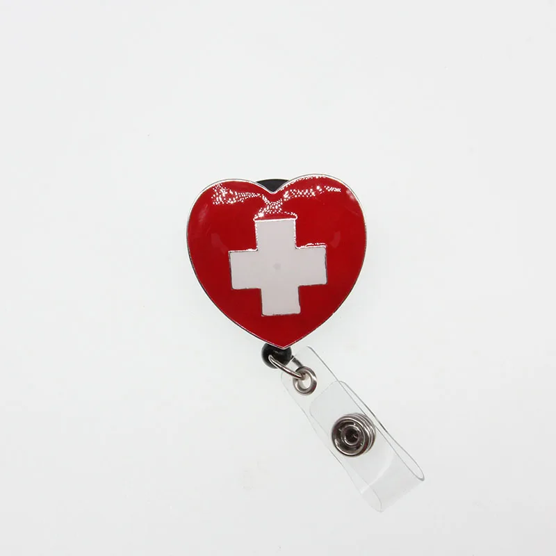 10pcs red medical RN retractable id badge reel Lanyards ID card badge