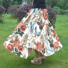 1 шт./лот,, Женская хлопковая льняная юбка, свободная длинная юбка в богемном стиле с цветочным принтом, повседневная юбка, свободный размер