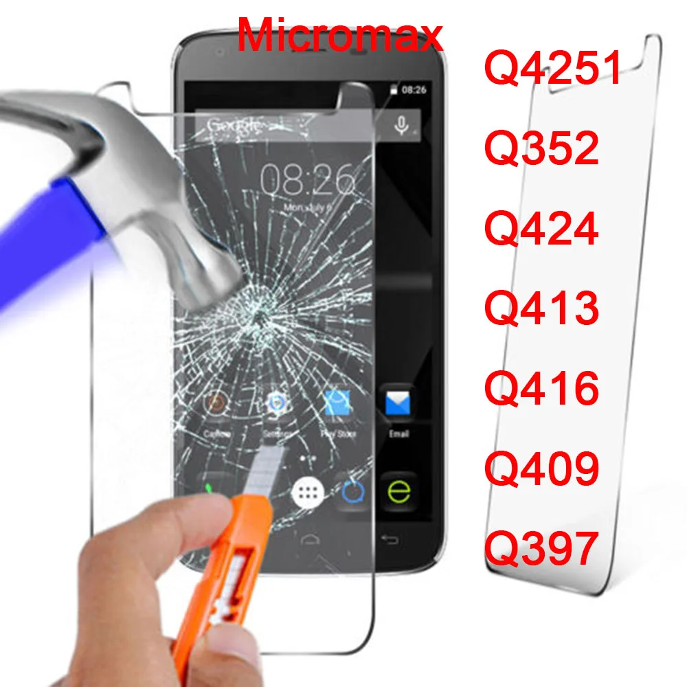 

2.5D 0.26mm 9H Premium Tempered Glass For micromax Q4251 Q352 Q424 Q413 Q416 Q409 Q397 Screen Protector
