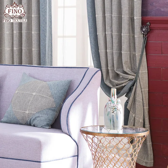 Modern Linen Plaid Curtains For Living Room Gray Gril D Modern Linen Plaid Curtains For Living Room Gray Gril D Bedroom Dinning Window Scotland Bow Tie Blinds Custom Made
