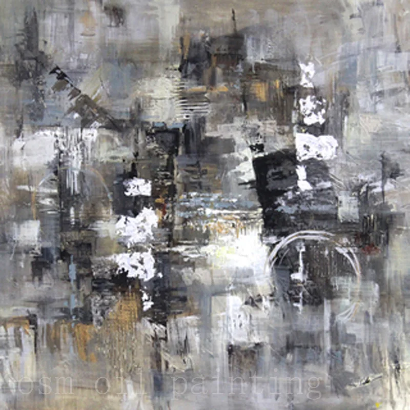 

Decorative Fine Art in Style Abstract in Gray Hand Painted Wall Artwork Modern Oil Painting on Canvas in Calligraph and Paintins