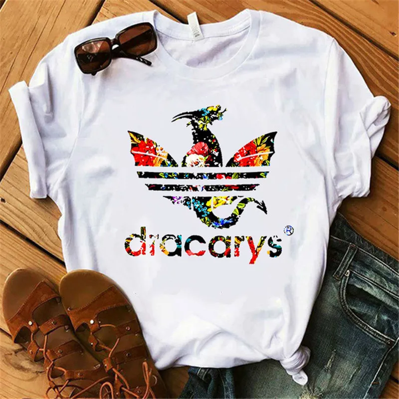 Lei SAGLY DRACARYS Game of Throne Female T Shirt Women Summer Short Sleeve White Casual Print Tshirt Homme Streetwear T-shirts - Цвет: XWT0012-7