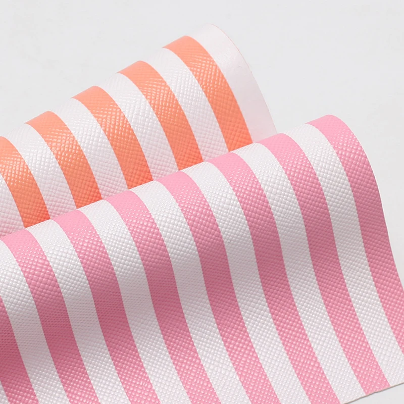 

Lychee Life A4 Fashion Stripe Pattern PVC Faux Leather Fabric Fine Synthetic Leather DIY Sewing Material for Handmade Crafts