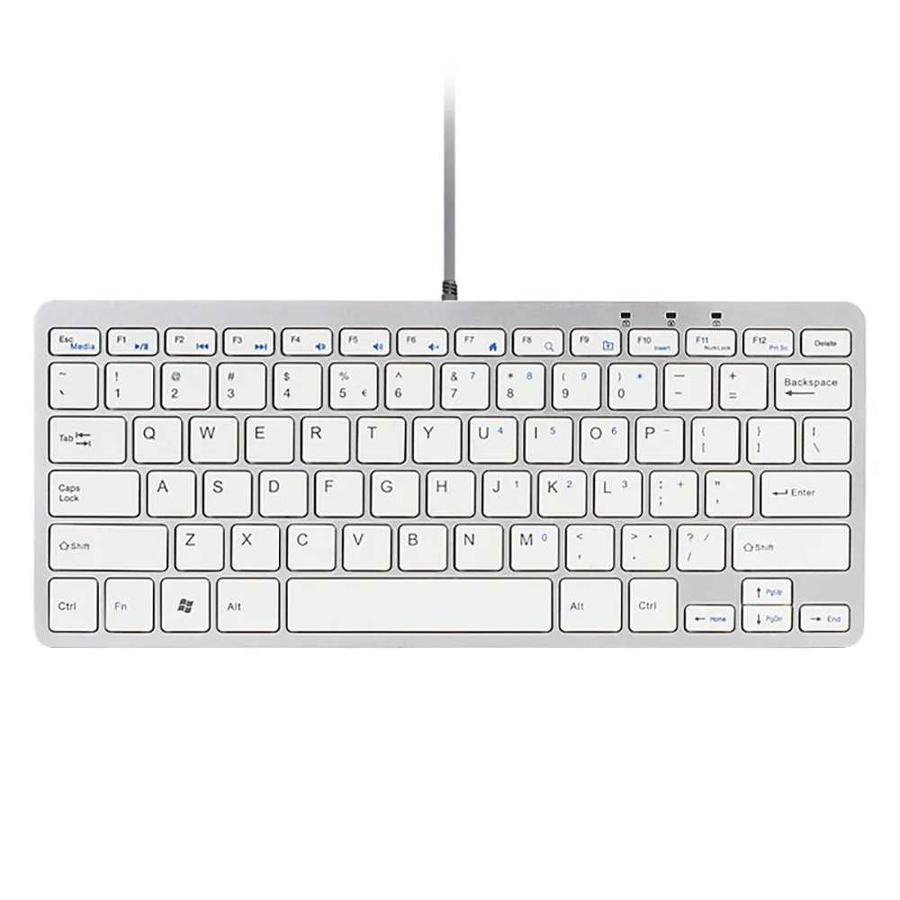 Ультра тонкий 78 ключ проводной USB мини ПК клавиатура для ПК Apple Mac ноутбука USB Проводная клавиатура A30 - Цвет: Белый