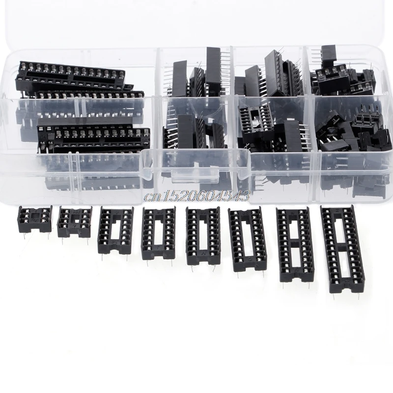 

66 Pcs/set DIP IC Sockets Adaptor Solder Type Socket Kit 6 8 14 16 18 20 24 28 Pins R09 Drop ship