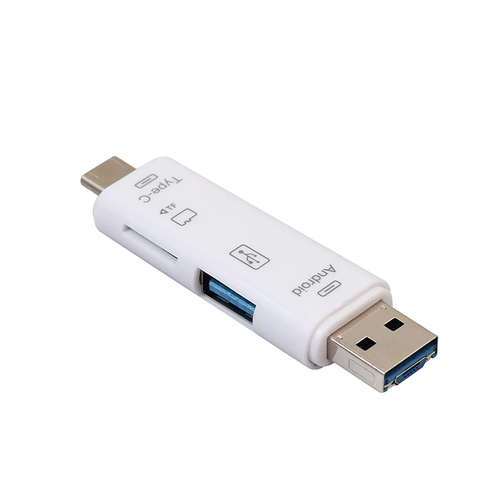 3 в 1 type-C кард-ридер Micro usb type-C флэш-накопитель адаптер разъем Высокоскоростной TF кард-ридер белый черный - Цвет: white