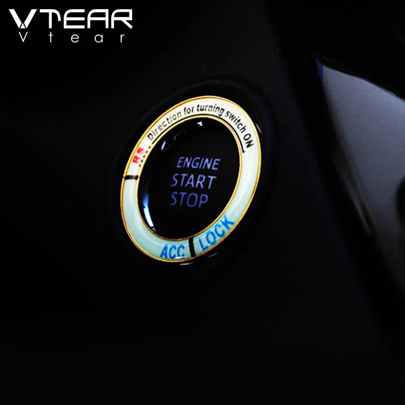 Vtear для Toyota CHR C-HR, аксессуары для интерьера, кольцо зажигания, светящееся кольцо для ключей, декоративная наклейка, автомобильный стиль, переключатель зажигания, наклейка