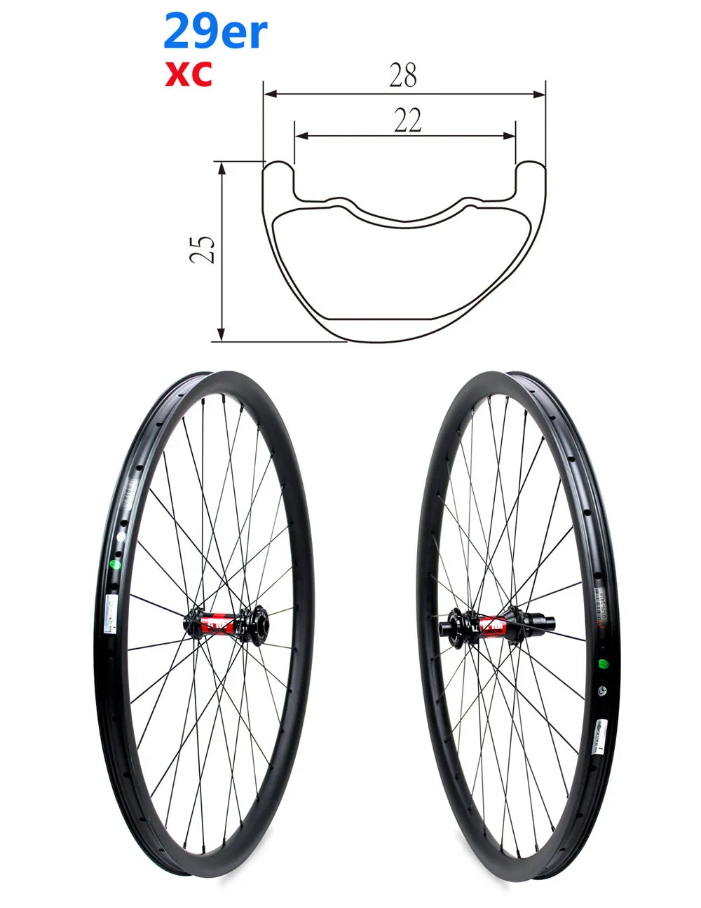 Cheap 29er Carbon Mountain Bike Wheel DT Swiss 240 Hub Sapim CX Ray Spoke XC MTB Wheelset Tubeless QR Or Boost Available 28mm 25mm 2