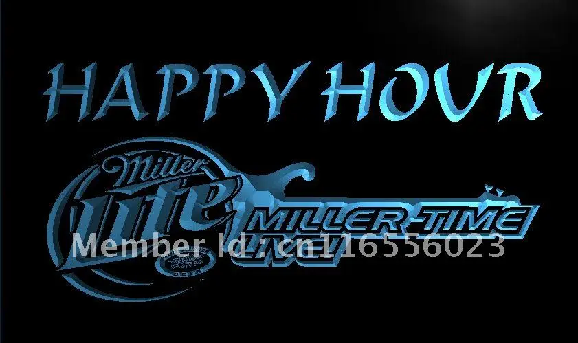 LA606- Miller Lite Гитара бар счастливые часы пивная неоновая вывеска поделки для