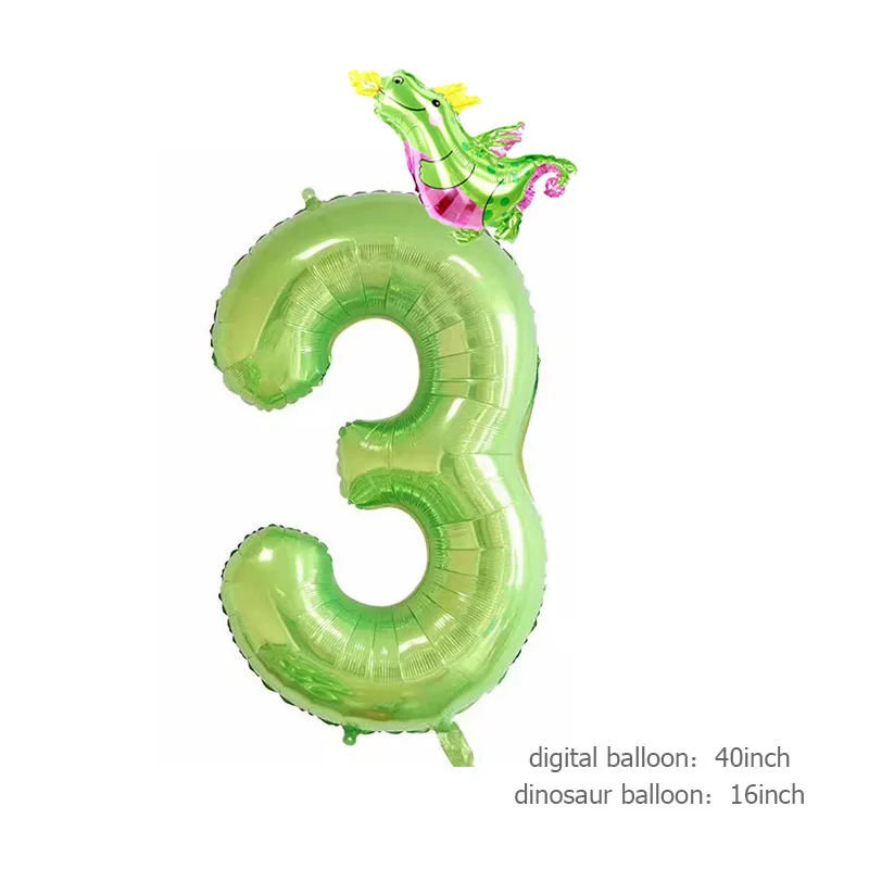 Динозавр номер фольга конфетти для воздушного шара латексные шары для мальчиков день рождения динозавры вечерние украшения мир Юрского периода джунгли вечерние украшения - Цвет: 40in Green PHL 3
