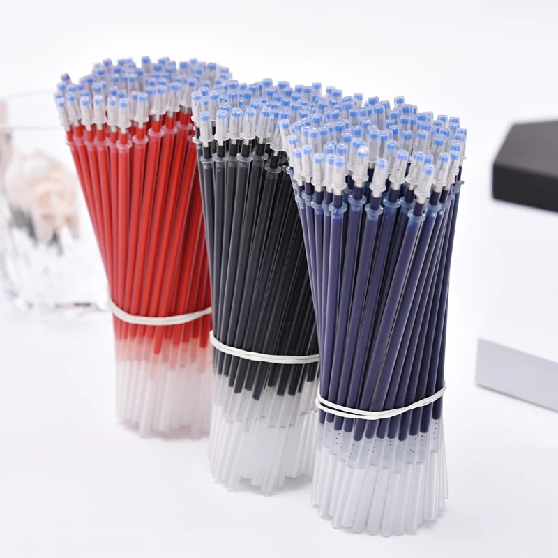 

Wholesale 15Pcs/Set Pen Refills for School Supplies Office Stationery Students Writing Handles 0.5mm Bullet Nip Gel Pen Ink
