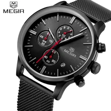 Haut De Luxe Marque MEGIR Hommes Étanche Quartz Horloge Hommes Montres Casual Maille Ceinture Montre Lumineux Heure Pour Mâle Relogio Masculino