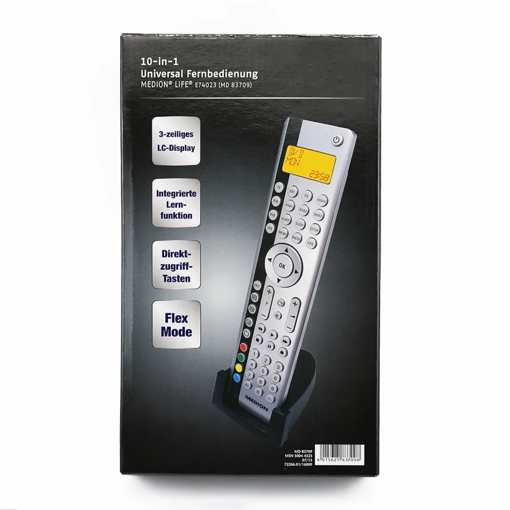 

remote control learn for medion TV SAT DVD CBL DVB-T AUX universal code controller 10 in 1 e74023 md 83709