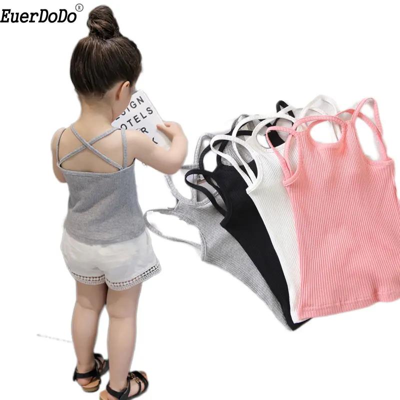 

Summer Style Girl Shirts Cotton Girl T-shirt Solid Tops For Kids Underwear Baby Camisole Sleeveless Toddler Undershirt