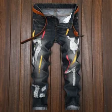 2017 hot style paint jeans male Hole nostalgic cultivate one’s morality personality straight jeans