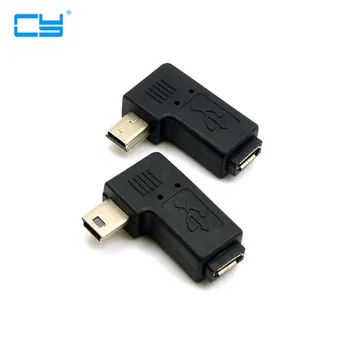 

2pcs 90 Degree Left & Right Angled Mini USB 5pin Male to Micro USB Female Data Sync Power Adapter Adaptor