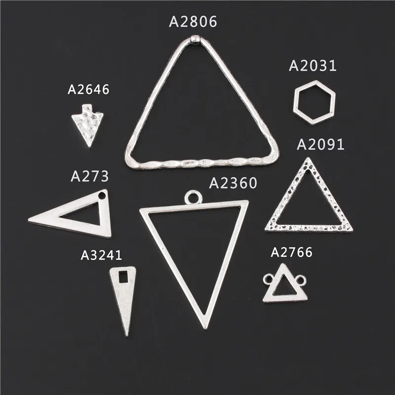 

30Pcs Antique Sliver Hollow Triangle Charms Finding Geometric Series Pendant Necklaces Pendientes Handmade Jewelry Supplies