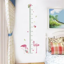 Наклейки на стены, художественные 3d Мультяшные животные фламинго, измеряемая высота, настенные Стикеры для детских комнат, спальни, диаграмма роста, декор для детской комнаты
